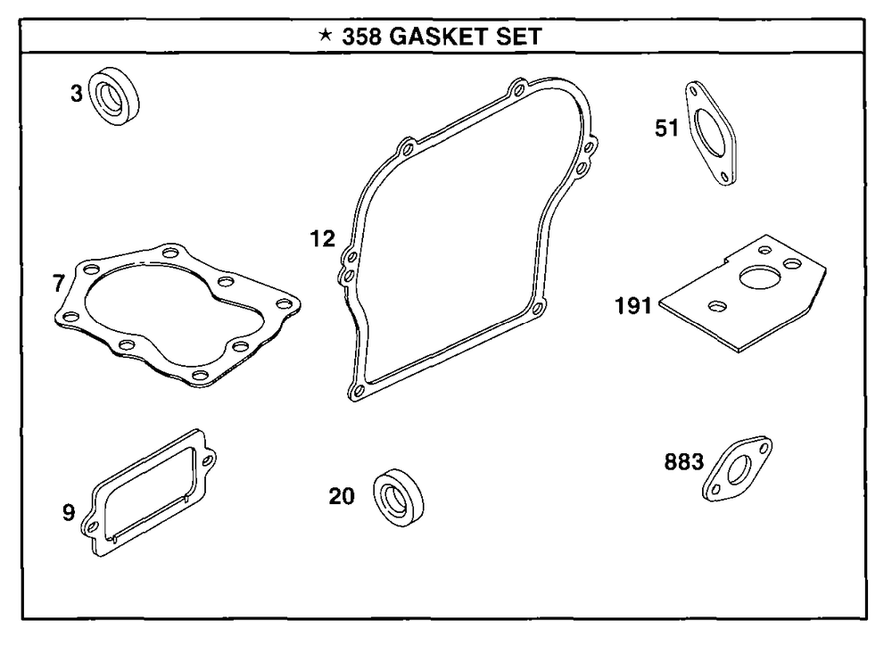 Gasket Set Diagram and Parts List for 90102-0016-01  Briggs and Stratton Engine